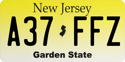 NJ license plate A37FFZ