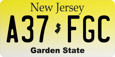 NJ license plate A37FGC
