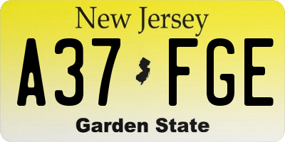 NJ license plate A37FGE