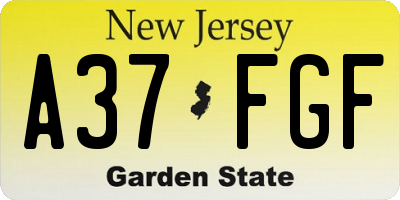 NJ license plate A37FGF