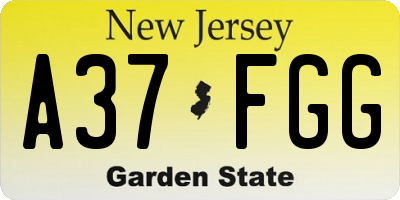 NJ license plate A37FGG