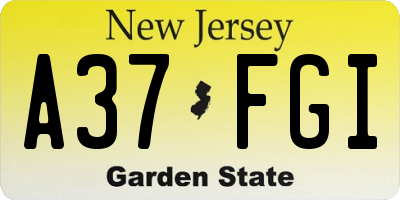 NJ license plate A37FGI