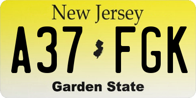 NJ license plate A37FGK