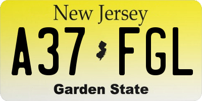 NJ license plate A37FGL