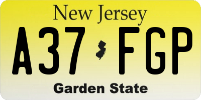 NJ license plate A37FGP