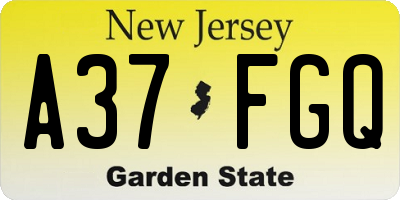 NJ license plate A37FGQ