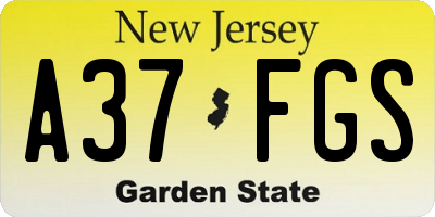 NJ license plate A37FGS
