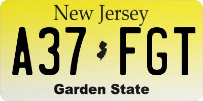 NJ license plate A37FGT