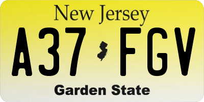 NJ license plate A37FGV