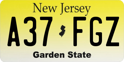 NJ license plate A37FGZ