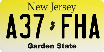 NJ license plate A37FHA