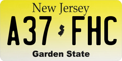 NJ license plate A37FHC