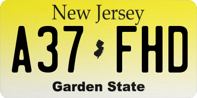 NJ license plate A37FHD