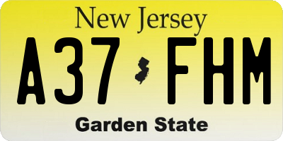 NJ license plate A37FHM