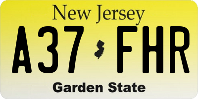 NJ license plate A37FHR