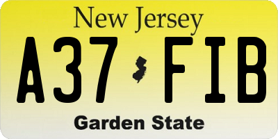 NJ license plate A37FIB