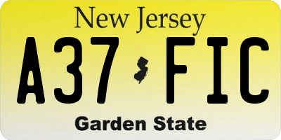 NJ license plate A37FIC