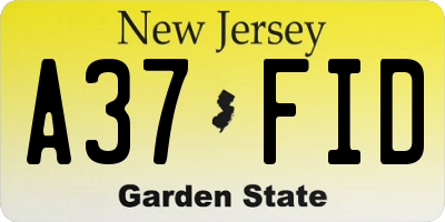 NJ license plate A37FID