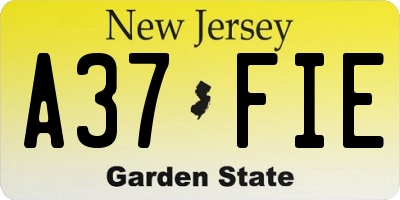 NJ license plate A37FIE