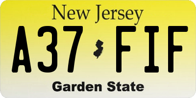 NJ license plate A37FIF