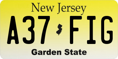 NJ license plate A37FIG