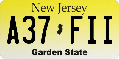 NJ license plate A37FII