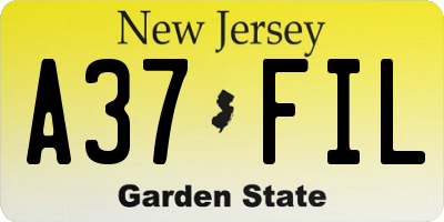 NJ license plate A37FIL