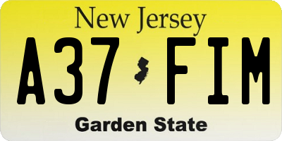 NJ license plate A37FIM