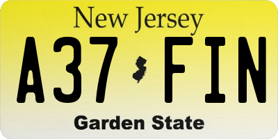 NJ license plate A37FIN