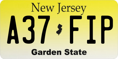 NJ license plate A37FIP