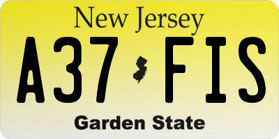 NJ license plate A37FIS