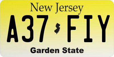 NJ license plate A37FIY