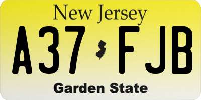 NJ license plate A37FJB