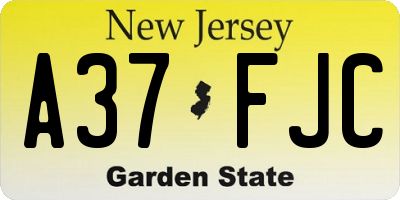 NJ license plate A37FJC
