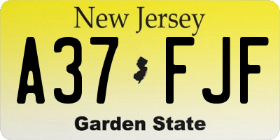 NJ license plate A37FJF