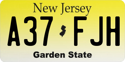 NJ license plate A37FJH