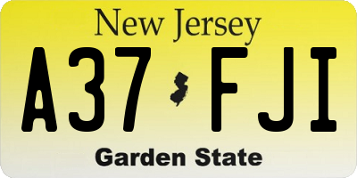 NJ license plate A37FJI