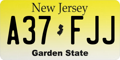 NJ license plate A37FJJ