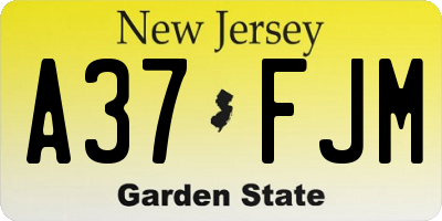NJ license plate A37FJM
