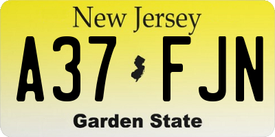 NJ license plate A37FJN