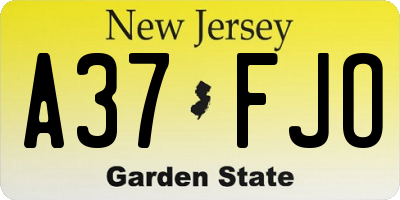 NJ license plate A37FJO