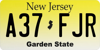 NJ license plate A37FJR