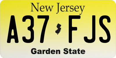 NJ license plate A37FJS