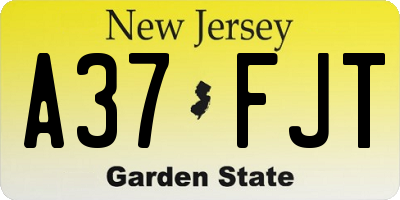 NJ license plate A37FJT