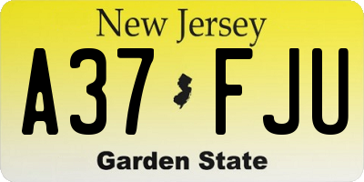 NJ license plate A37FJU