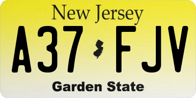 NJ license plate A37FJV