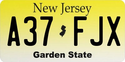NJ license plate A37FJX