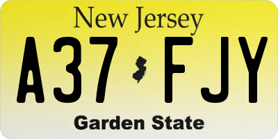 NJ license plate A37FJY