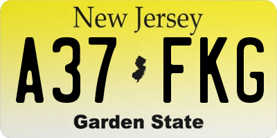 NJ license plate A37FKG