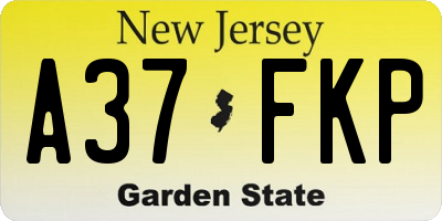NJ license plate A37FKP